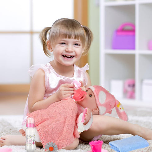 Jerify 10 Pcs Realistic Soft Twin Baby Dolls Toy Set - Includes 2 Pcs 12 Inch Dolls, Feeding Set, Pacifiers, Diapers,