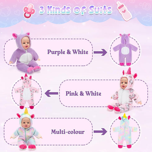 12 Inch Backpack Playset Set 12''Doll deAO Soft Baby Doll Glow in Dark Carrier Toys Baby Care Toys with Clothes Bottle