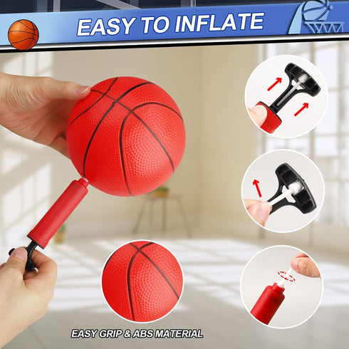 Indoor Basketball Hoop Set for Kids Adults, Pro Mini Basketball Hoop for Door Wall with 4 Balls Toy Gift for Boys Girls.