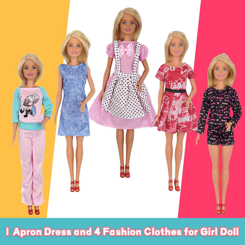 EuTengHao 34Pcs Doll Clothes and Accessories, 12 Inch Boy and Girl Dolls Chef Kitchen Playset