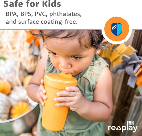 10 Oz Set 4, Re-Play Spill-Proof Sippy Cups for Toddlers - Kids Reusable of Dishwasher & Microwave Safe, Made in USA