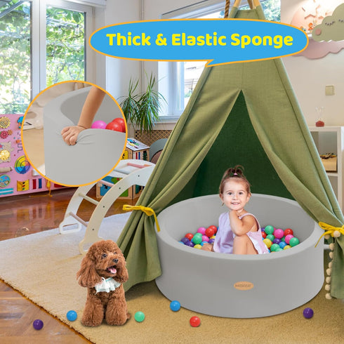 35.4" HARBOLLE Baby Ball Pit Soft Round Memory Foam Ball Pits NOT Included Balls Indoor Outdoor Playpen for Babies
