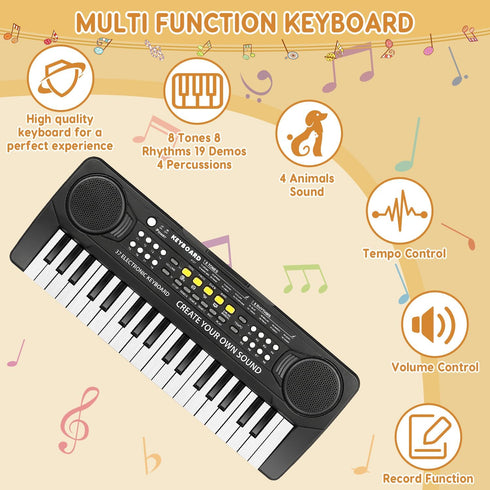 Kids Keyboard Piano - 37 Keys Portable Electronic Piano for Beginners - Educational Musical Toy for 3-8 Year Olds
