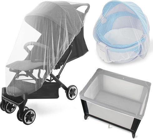 2 Pack Baby Mosquito Net for Stroller, Playard & Bassinet, Reusable Bug Net Cover for Cradles and Playpens
