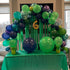 12 Inch Blue and Green Balloons, Navy Blue Dark Green Latex Balloons with Confetti for Birthday Jungle Party