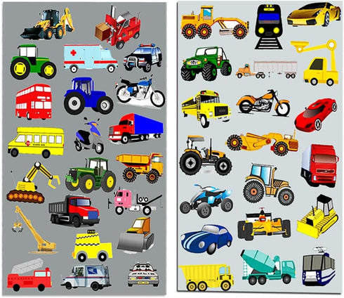 Crenstone Pack 160 Cars and Trucks Stickers Party Supplies Toddler - Over Stickers for Toddler Boys and Girls (Cars