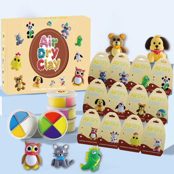 Air Dry Clay Kit for Kids - Animal Themed,12 Animals DIY Molding