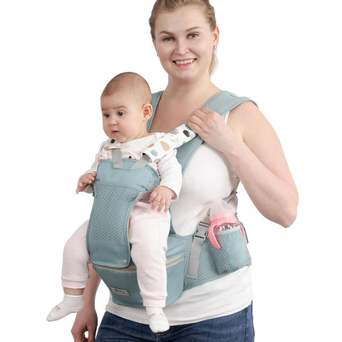 Baby Carrier with Hip Seat for Newborn to Toddler, 6-in-1 Ergonomic Infant
