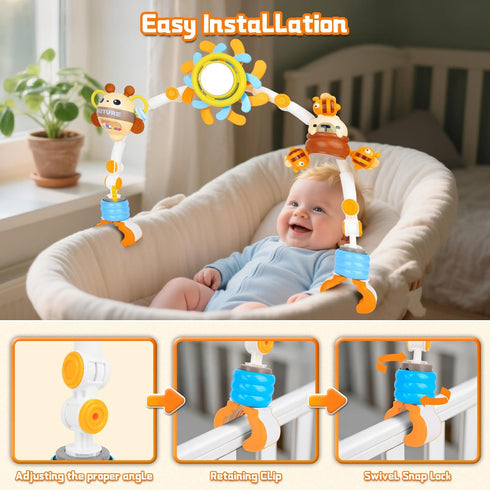 Baby Activity Stroller Arch Toys,Car Seat Toys for Adjustable Bouncer Arch Crib Bassinet Hanging Toys Mobile Clip on