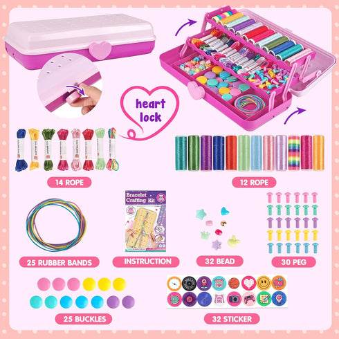 8-12, 3-Layer 6-12, Set TingingYuli Friendship Bracelet Making Kit for Girls DIY String Bracelet Maker with Storage
