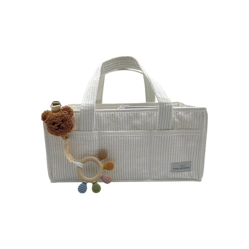 Perfectly Paired Baby Diaper Caddy, Pacifier Clip and Teether-Storage for Newborn Essentials, Portable Diaper Caddy