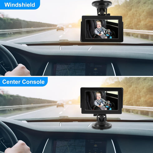 Oreilet 4.3" 1080P 360 150 2 Baby Car MirrorCamera, Rear Facing Backseat Baby Monitor Seat Mirror, Night Vision