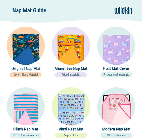 Wildkin Kids Cotton Nap Mat Cover – Soft, Durable with Sewn-in Flap, Fits 1.5" Vinyl Sleep Mats - Dinosaur Land