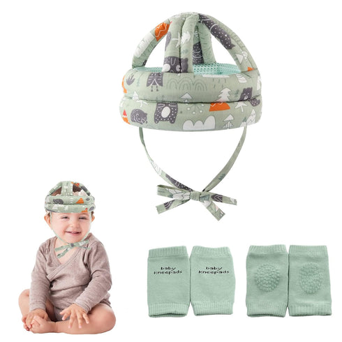 Baby Safety Helmet, Infant Toddler Breathable Adjustable Head Cushion for Running Walking Crawling (Green)