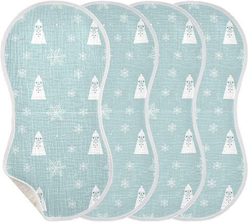 J JOYSAY 22''x11'' 4 Set sizex2 Christmas Snowflakes Blue Baby Burp Cloths for Boys Girls Large Cotton Layer Baby Burp