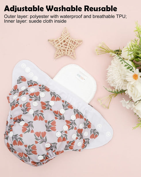 12pounds 6pcs 12 6SVB129 ALVABABY Baby Pocket Newborn for Less Than Baby Snaps Cloth Diapers Nappy with Inserts