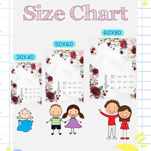 Cartoon Baby Monthly Milestone Blanket, First 12 Months Baby Blanket for Girls, Boys, Perfect Baby Gifts, 30"x40"