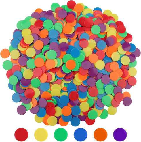 Coopay 900 Pieces Counters Counting Chips - Plastic Markers Mixed Colors for Bingo Chips Game Tokens