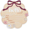TTMerriwood Hello World Wooden Baby Birth Announcement Sign with Pink Bow, Cloud Shape