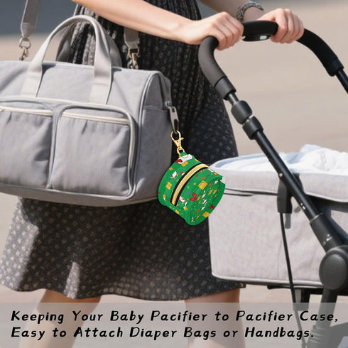 Duck Round Pacifier Storage Case with Zipper, Portable Pacifier Case for Travel, Diaper Bag & Purse, Pacifier Container