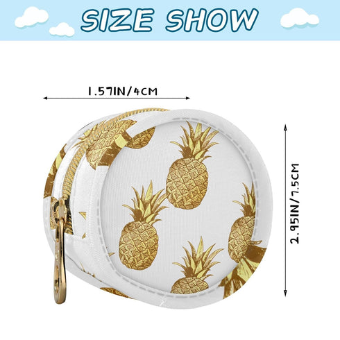 Pineapples Round Pacifier Storage Case with Zipper, Portable Pacifier Case for Travel, Diaper Bag & Purse, Pacifier