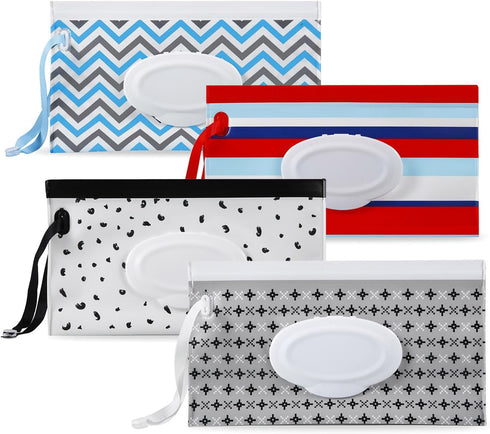 PandaEar 4 Pack Baby Wipe Dispenser, Refillable Baby Wipe Holder Bag Portable