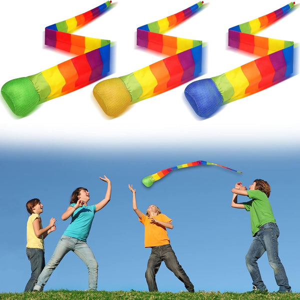 Catch Tail Foam Balls - Soft Rainbow Play Ball Educational Sports Playground Balls for Kids Kindergarten Sensory