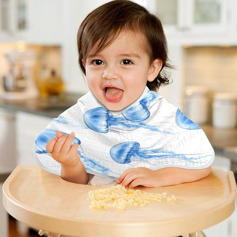 YETTASBIN Blue Jellyfish Muslin Baby Burp Cloth, Super Soft Absorbent Cotton Burp Rag Baby Bibs Feeding Cloth