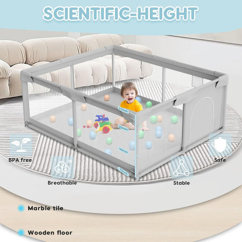 Baby Playpen Playard, 50x50 Baby Fence with Gate, Sturdy Safety Indoor & Outdoor Activity Center