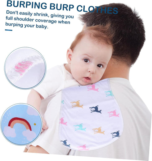 CHICAMPERA 5pcs Unisex Cotton Burp Cloths Absorbent Soft Durable Newborn Feeding Rags for Boys and Girls Gentle Skin