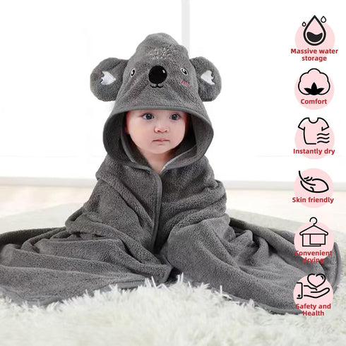 2 Pack Baby Towels with Hood and 5 Baby Washcloths, Ultra Absorbent Cotton Bath Towel Set for Newborn Unisex, 31.5x31.5