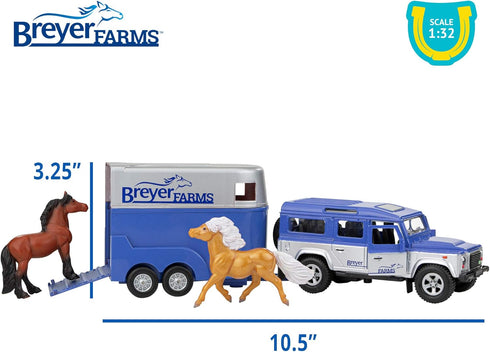 Playset 3.25 10.5 2.5 2 1:32 #59216, Breyer Horses Farms Land Rover and Tag-a-Long Trailer and | Die Cast | H x L x D |