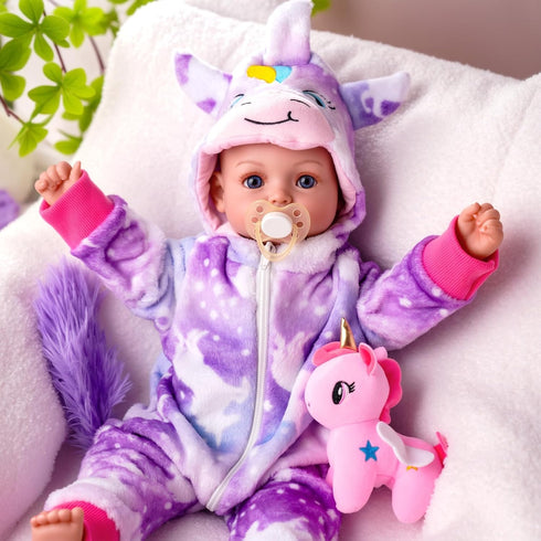 15-Inch 4 5 6 7 8 9 BABESIDE Baby Doll Girl - Realistic Baby Doll with Blue Eyes, Soft Body in Unicorn Outfit Life Like