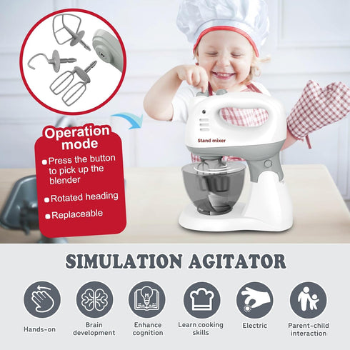 Playssnior Bojia Playset Stand Mixer for Kids Kids Play Kitchen Appliance Stand Mixer Toy Educational Pretend Play Toy