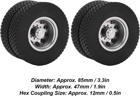 VGEBY 2pcs RC Rear Tires for 1/14 Trailer Truck, Strong Cushioning Performance, 7Mm RC Wheels and Tires