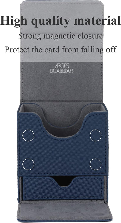 AEGIS GUARDIAN Card Deck Box with Dice Tray for MTG Cards, PU Leather Storage Box for 150+ Sleeved Cards