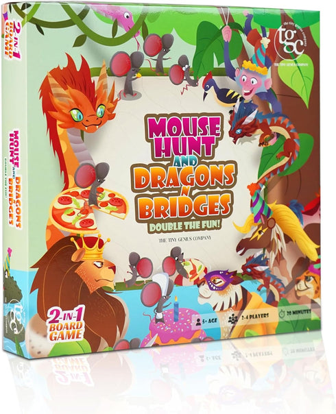 TGC 2-in-1 Board Games for Kids, Ages 5+, 20x20 Inch Folding Board for 2-4 Players, Fun Family Game Nights & Travel