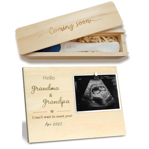 Pregnancy Test Keepsake Box, Pregnancy Announcement for Grandparents, Ultrasound Picture Frames