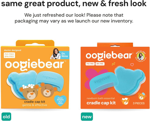 oogiebear Cradle Cap Brush Kit for Babies Gentle and Safe Scalp Massage Care with Sponge, Brush, and Comb for Newborns