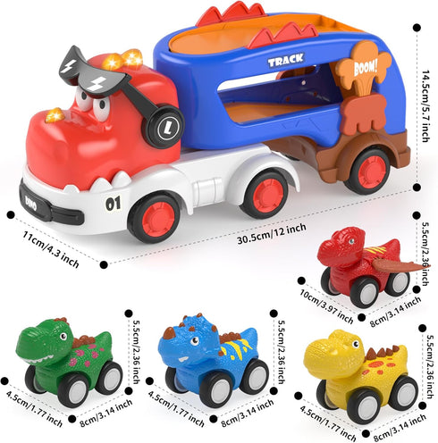 5 1 2+ 3 4 2 3, usrela in Dinosaur Truck Toys for +Year Old, Dinosaur Carrier Truck with Music & Light & Pull Back