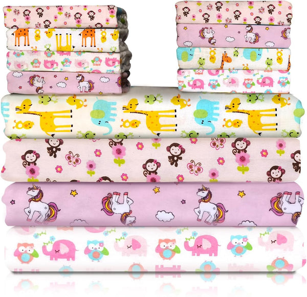 Omilion 34 Pack Baby Receiving Blanket Set: 4 Flannel Cotton Blankets (30"