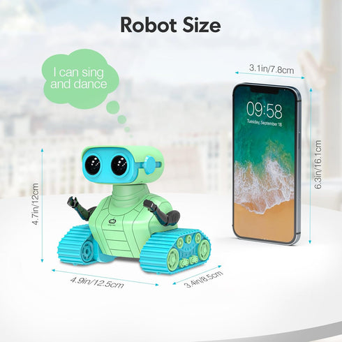 ALLCELE Robot Toys, Rechargeable RC Robots for Kids Boys, Remote Control Toy with Music and LED Eyes, Ideal Gift
