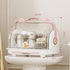 Pink Baby Bottle Organizer with Lid and Drainer