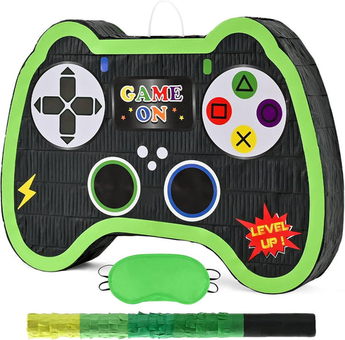 WERNNSAI Video Game Controller Piñata Bundle with Blindfold and Bat for Kids Gaming Theme Birthday Party