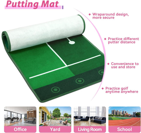 Liberry Toddler Golf Set with Upgraded Kids Golf Cart, Putting Mat for Boys Girls Ages 2-5, Indoor Outdoor Toys (Pink)