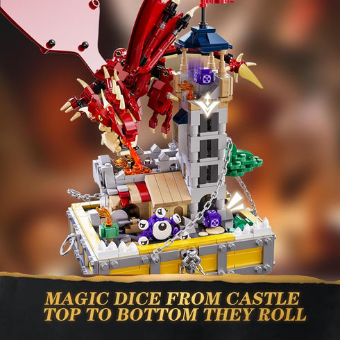 WINNER SPACE Dragons & Treasures Building Block Sets, 927 Pcs Red Dragon Medieval Castle Kits for Kids 8-12+