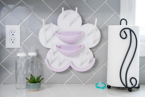 The Bottle Blossom 2 - Wall Mounted Baby Bottle Drying Rack for Bottles, Cups, Sippy Cups, Vertical Wall Hanging, Space