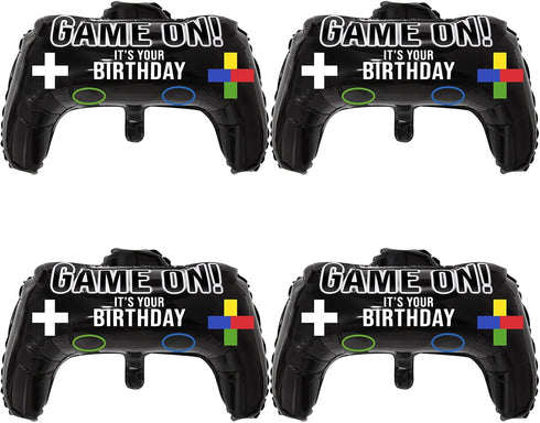 Gejoy 4 Packs Video Game Party Balloons, 23.6 x 15.7 Inch Game Controller Aluminum Foil for Birthday Decoration