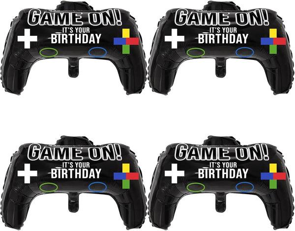 Gejoy 4 Packs Video Game Party Balloons, 23.6 x 15.7 Inch Game Controller Aluminum Foil for Birthday Decoration