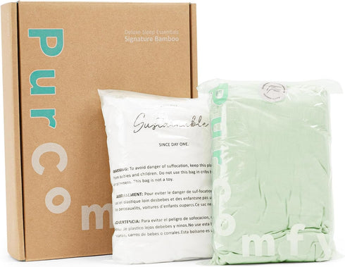 2-Pack, 9'' PurComfy Supersoft Crib Sheets Premium Bamboo Viscose Stretchy Fitted Crib Sheet, Hypoallergenic Breathable